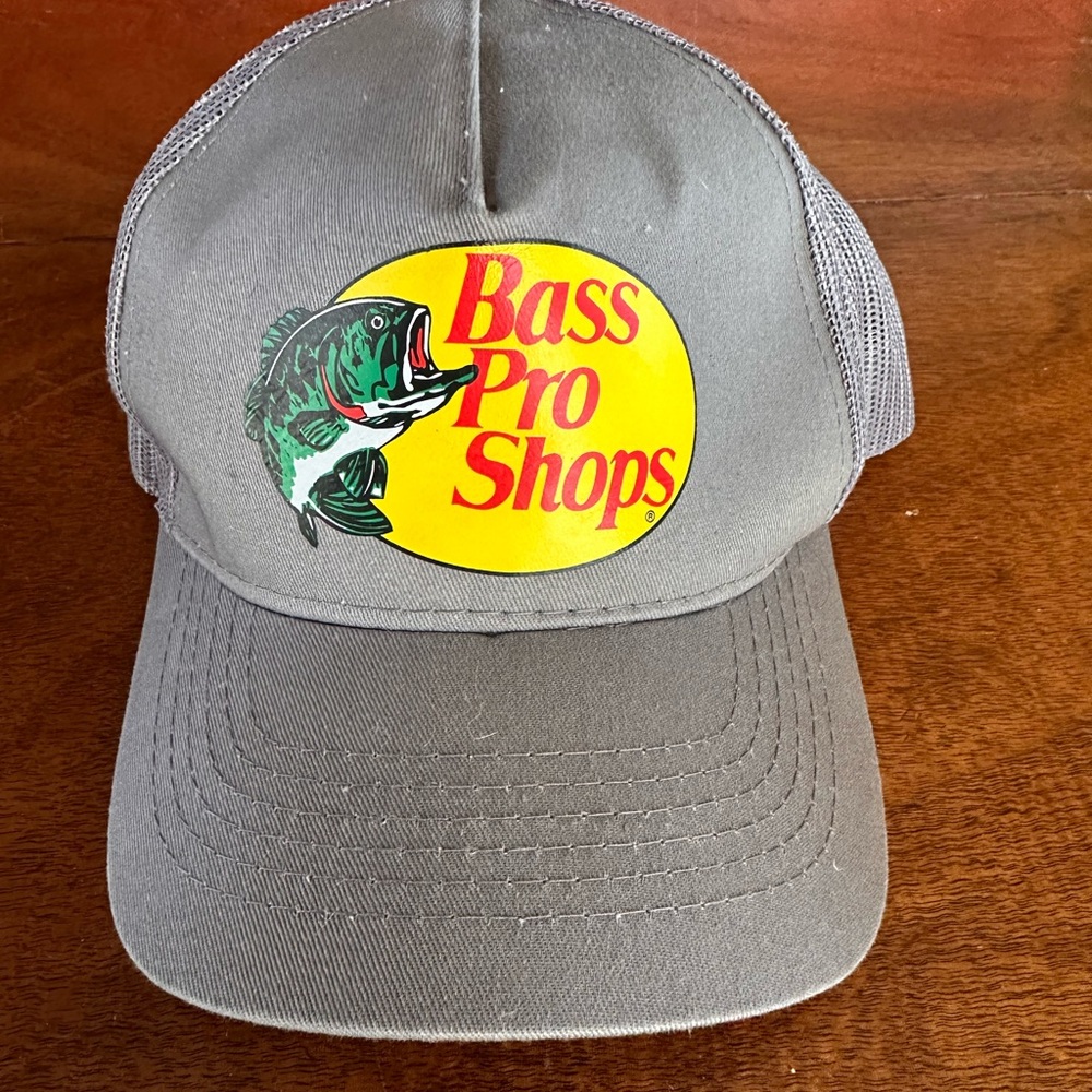 Bass Pro Shops Gray Gone Fishing Cap, Mesh Snapback, Unworn